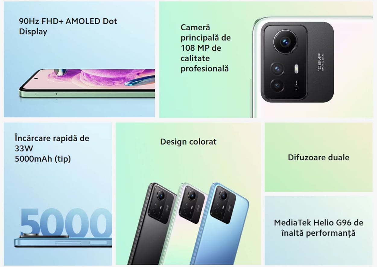Telefon XIAOMI Redmi Note 12S, 256GB, 8GB RAM, Dual SIM, Onyx Black